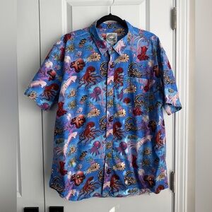 Crescent Creepers Men’s Under The Sea Short Sleeve Button Down Size XL